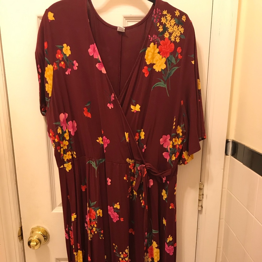 Floral faux wrap dress